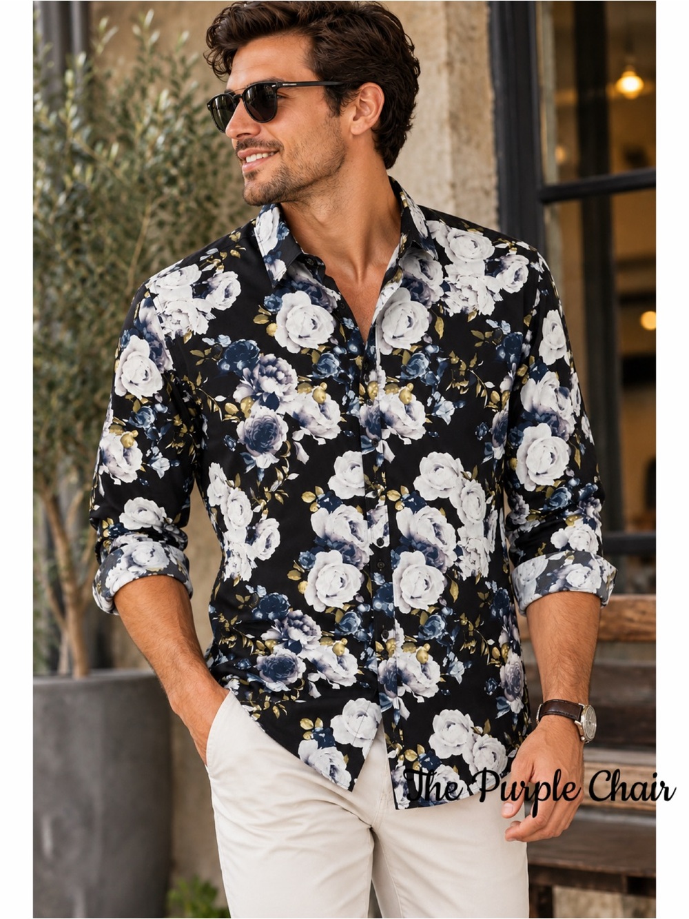 INC NWT Long Sleeve Button Down Floral Print Shirt L